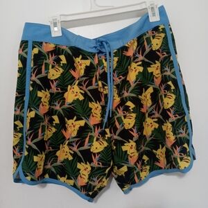 Pokemon Men’s Swim Trunks - Black and Blue